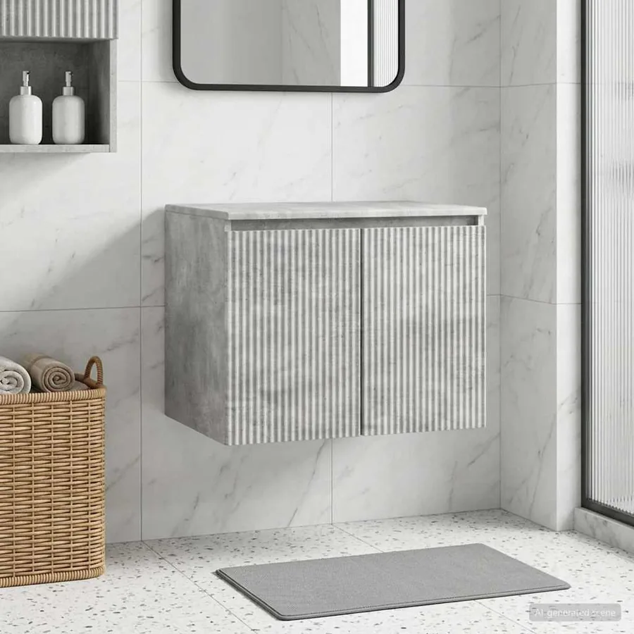 Cabinet de Salle de Bain Mural Gris béton 62,5 x 44,5 x 50 cm