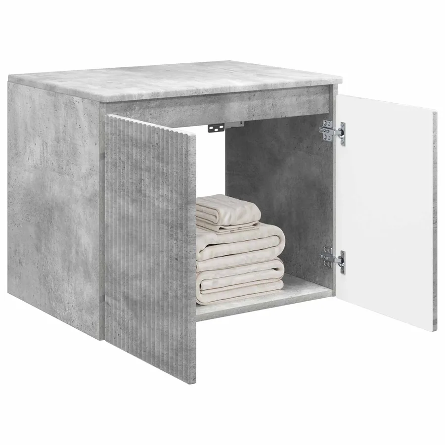 Cabinet de Salle de Bain Mural Gris béton 62,5 x 44,5 x 50 cm - 3