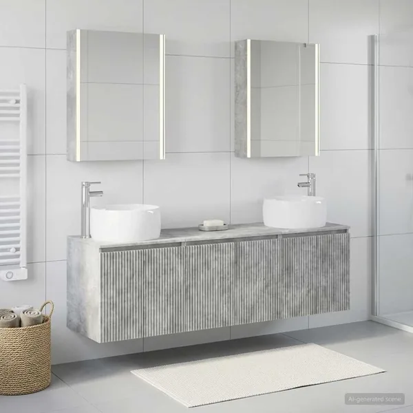 Ensemble d'armoire de salle de bain 5 pcs Gris béton