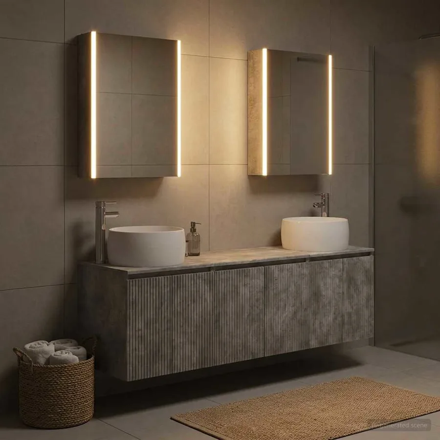 Ensemble d'armoire de salle de bain 5 pcs Gris béton - 4