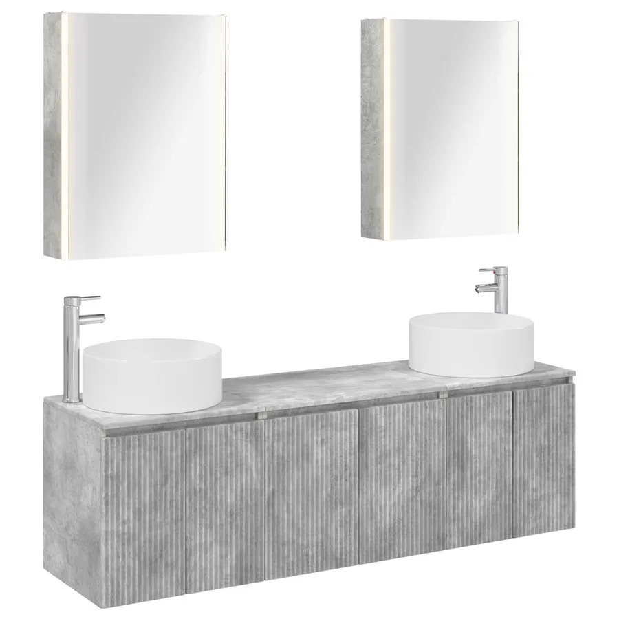 Ensemble d'armoire de salle de bain 5 pcs Gris béton - 2