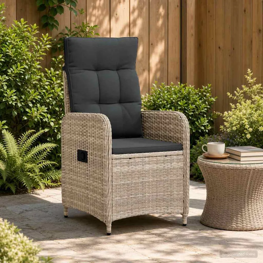 Chaise de jardin inclinable Gris clair et gris foncé - 3