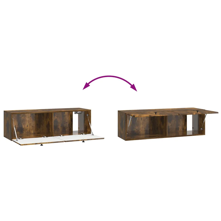 Meuble TV mural 98 x 31 x 30 cm Chêne fumé Bois d'ingénierie - 10