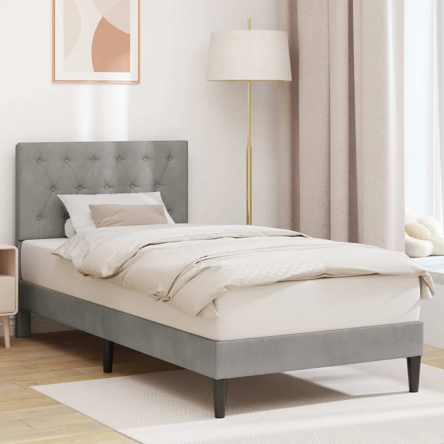 Cadre de lit avec tête de lit Gris clair 80 x 200 cm Velours