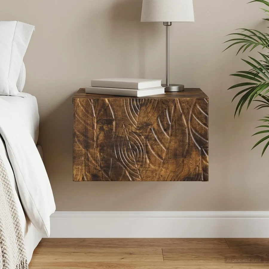 Cabinet de chevet mural Chêne fumé 49 x 34,5 x 20 cm