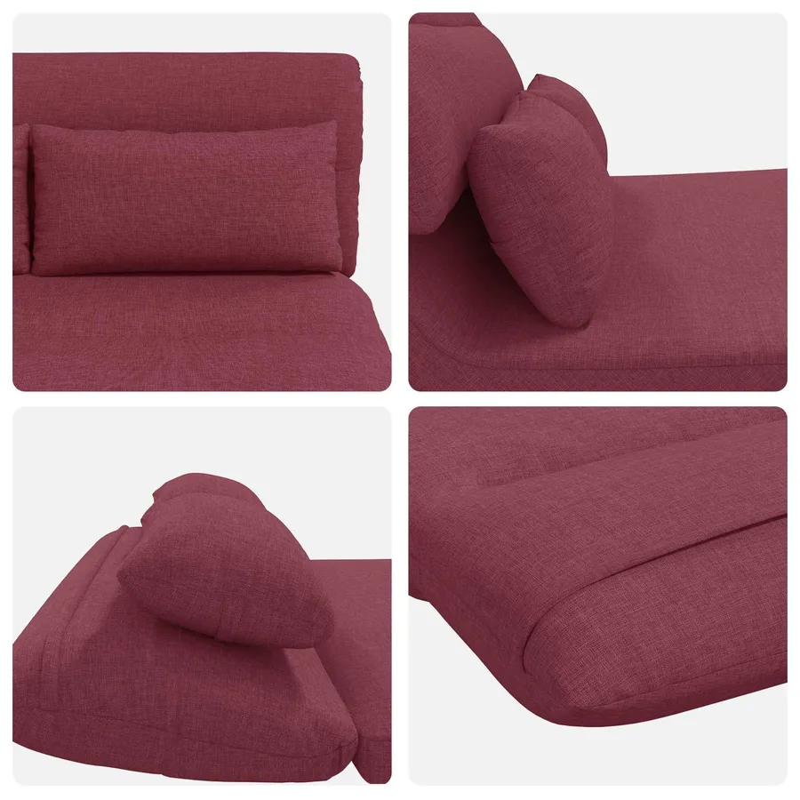 Fauteuil de sol ajustable Bordeaux Tissu - 7