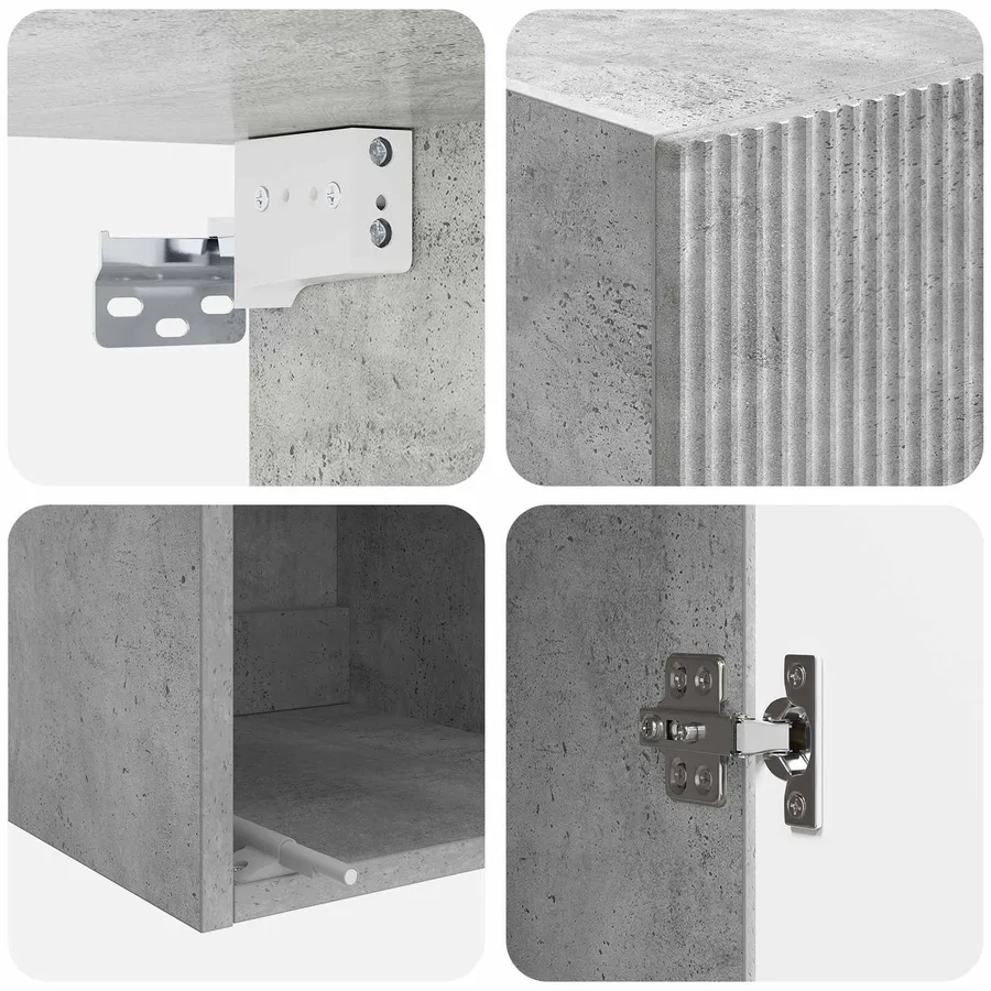 Armoire Murale Gris béton 33 x 34,5 x 90 cm Bois d'ingénierie - 7