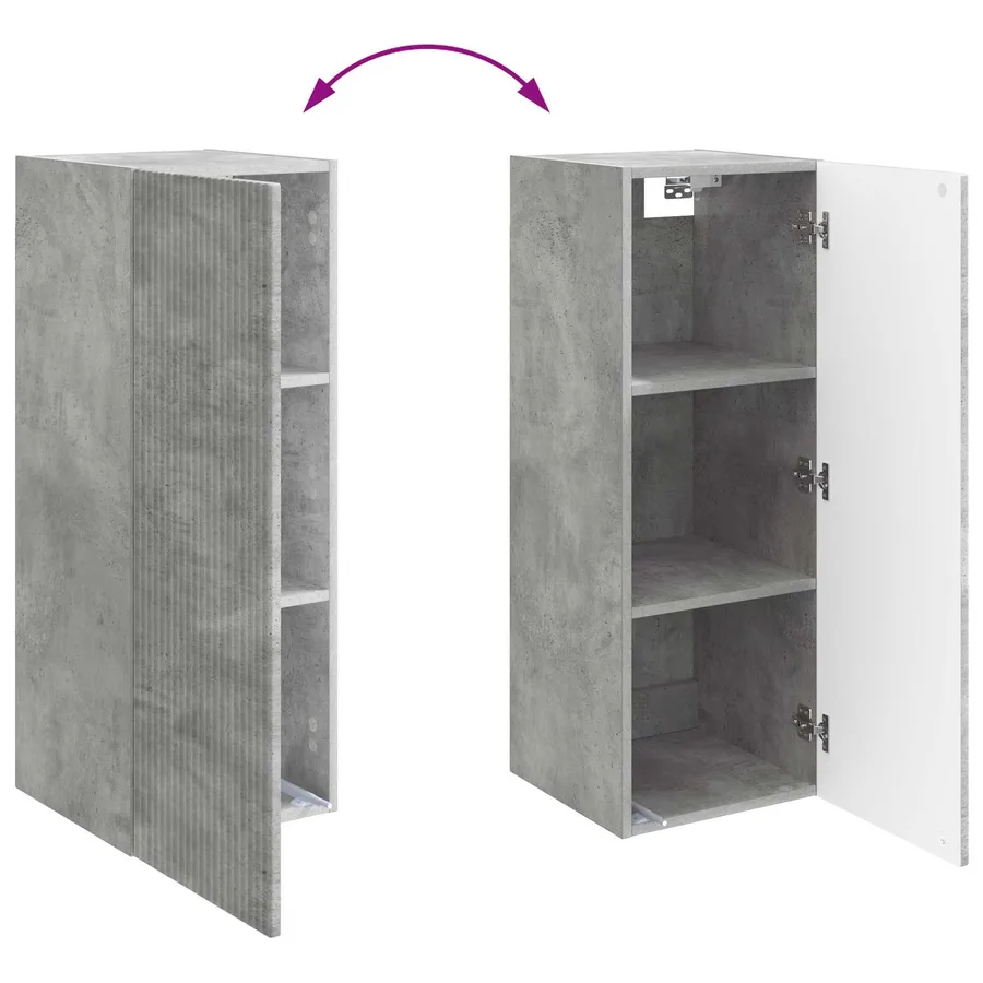Armoire Murale Gris béton 33 x 34,5 x 90 cm Bois d'ingénierie - 8