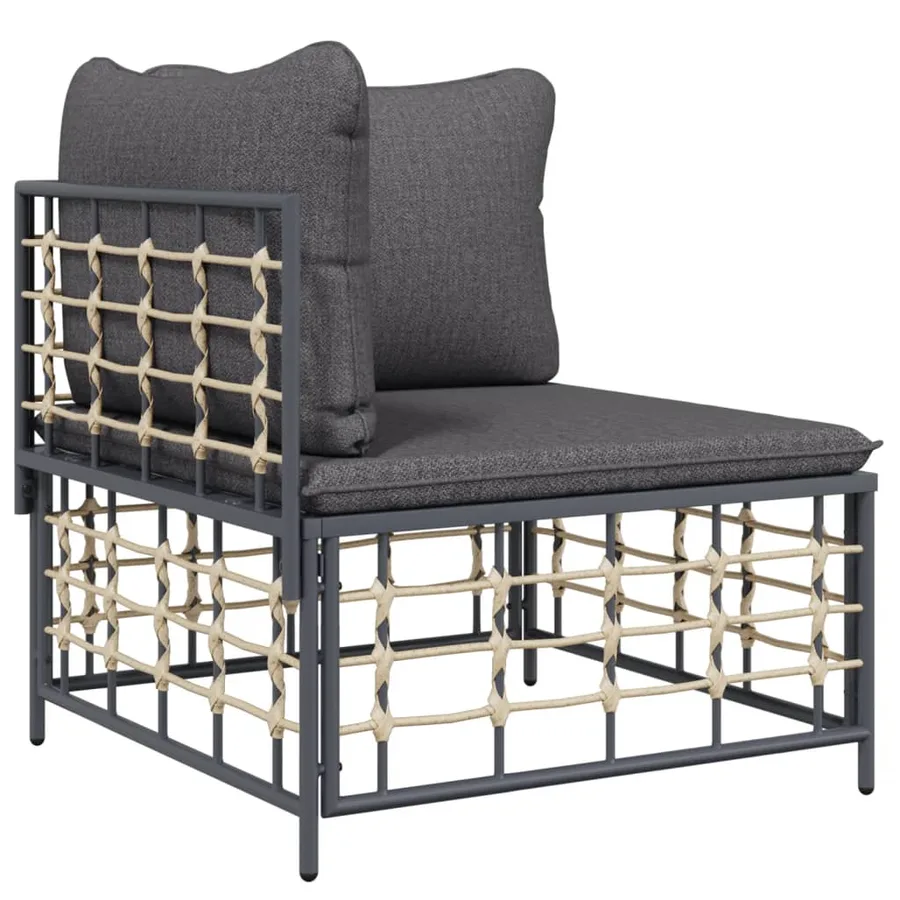 Salon de jardin 7 pcs avec coussins anthracite résine tressée - 4