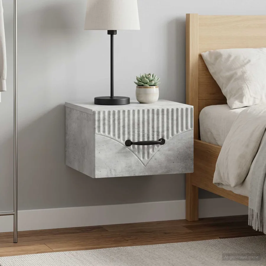 Cabinet de chevet mural 2 pcs Gris béton 34,5 x 33 x 20 cm