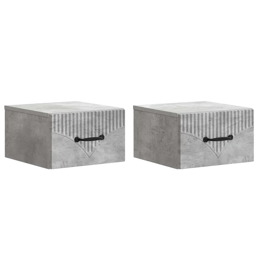 Cabinet de chevet mural 2 pcs Gris béton 34,5 x 33 x 20 cm - 2