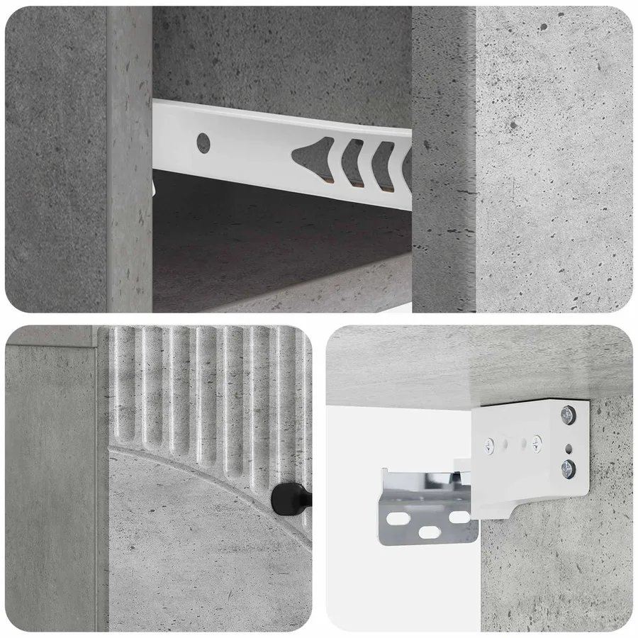 Cabinet de chevet mural 2 pcs Gris béton 34,5 x 33 x 20 cm - 8