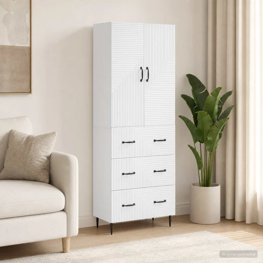 Ensemble de Meubles 2 pcs Blanc brillant 66 x 34,5 x 90 cm
