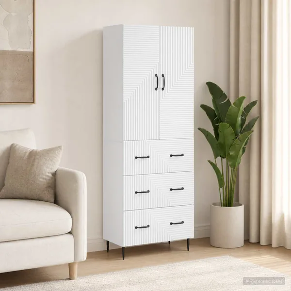 Ensemble de Meubles 2 pcs Blanc brillant 66 x 34,5 x 90 cm