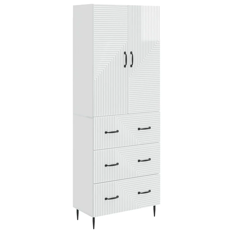 Ensemble de Meubles 2 pcs Blanc brillant 66 x 34,5 x 90 cm - 2