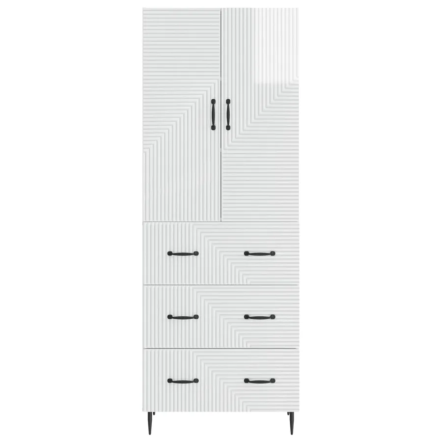 Ensemble de Meubles 2 pcs Blanc brillant 66 x 34,5 x 90 cm - 5