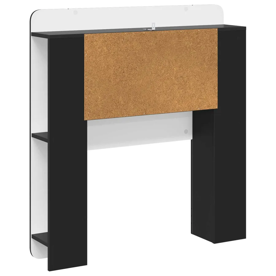 Cabinet de Tête de Lit avec stockage Noir Bois d’ingénierie - 7