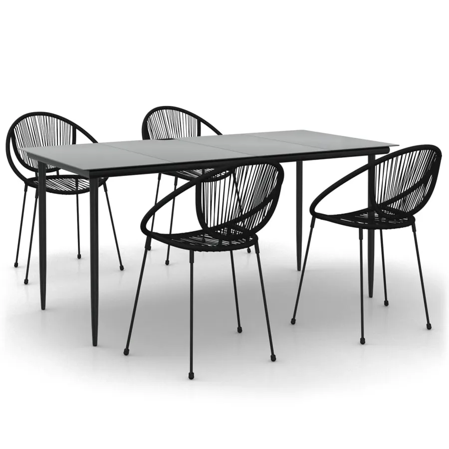 Ensemble à manger de jardin 5 pcs Noir Rotin PVC - 2
