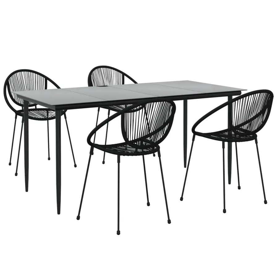 Ensemble à manger de jardin 5 pcs Noir Rotin PVC - 3