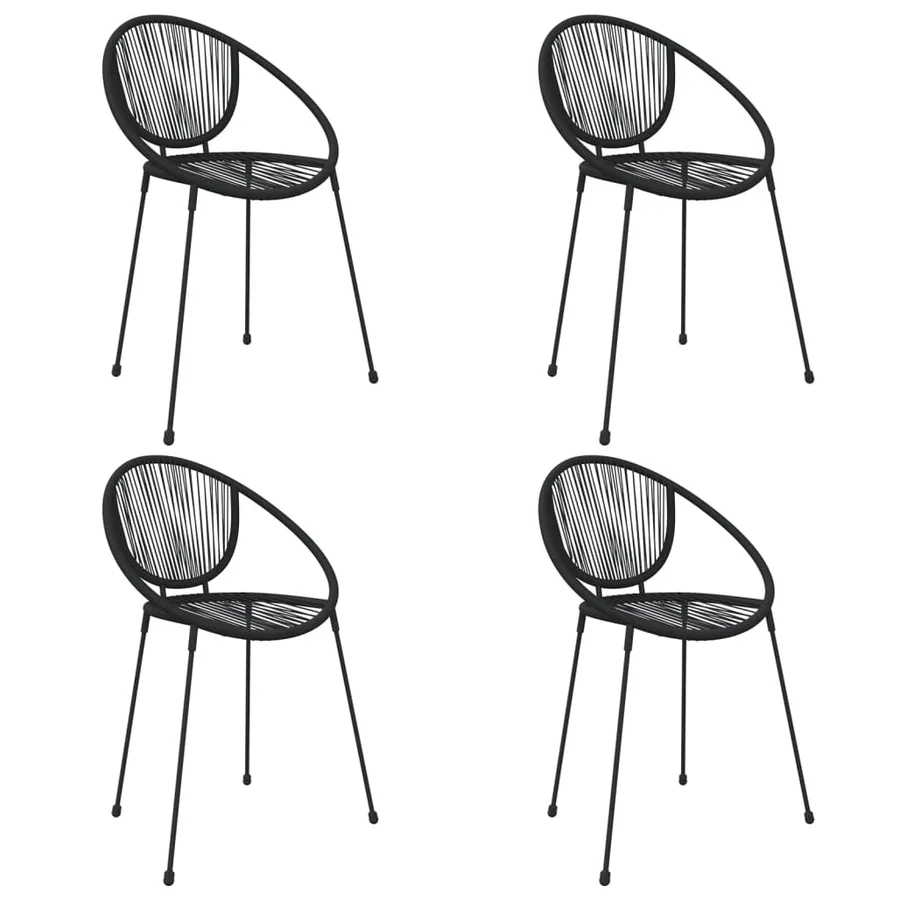 Ensemble à manger de jardin 5 pcs Noir Rotin PVC - 4