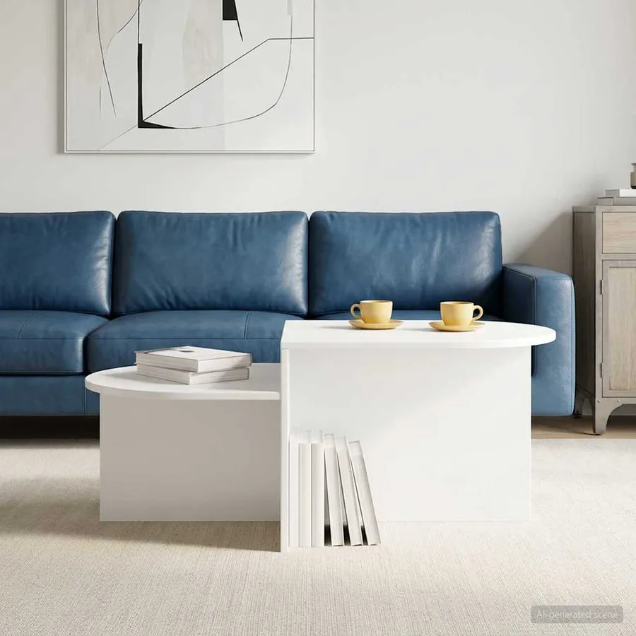 Table basse Blanc 100 x 50 x 40 cm Bois d'ingénierie - 4