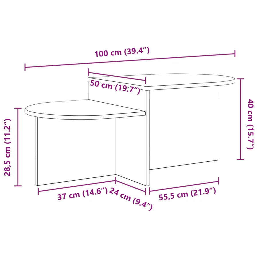Table basse Blanc 100 x 50 x 40 cm Bois d'ingénierie - 9