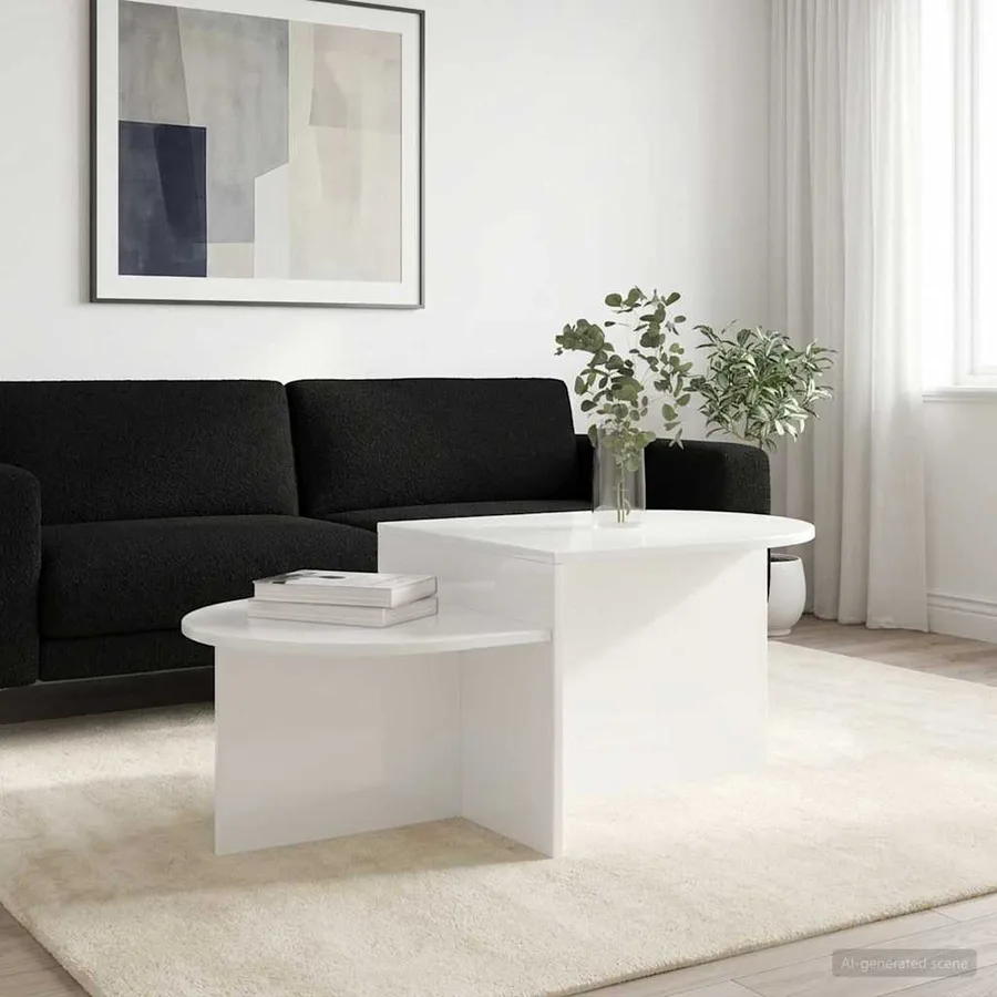 Table basse Blanc brillant 100 x 50 x 40 cm Bois d'ingénierie - 4