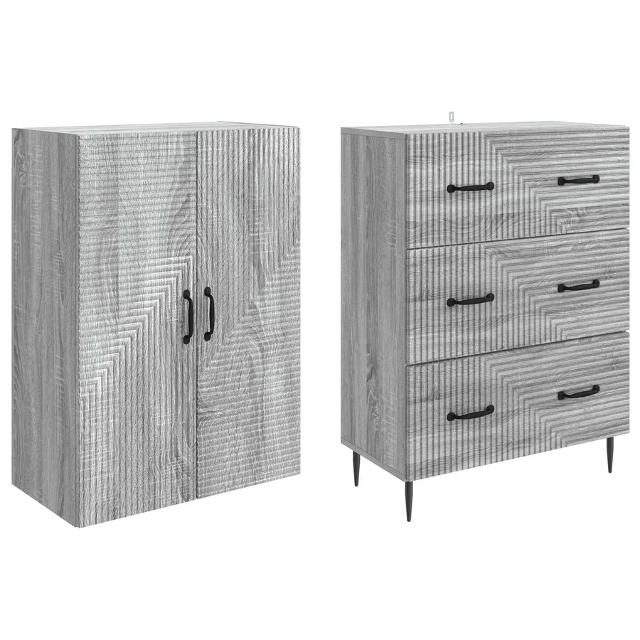 Ensemble de Meubles 2 pcs Sonoma gris 66 x 34,5 x 90 cm - 4