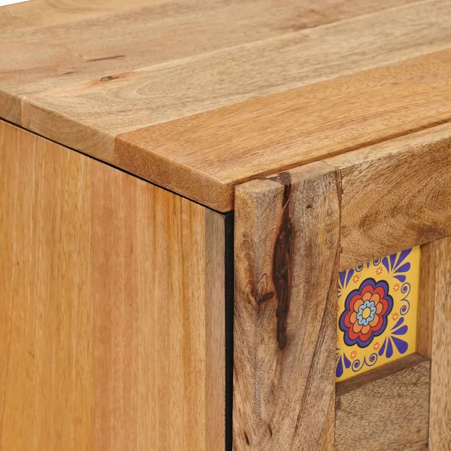 Buffet avec porte Naturel 40 x 33 x 75 cm Bois de mangue massif - 6