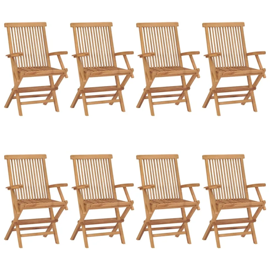 Chaises de jardin avec coussins taupe lot de 8 Bois teck massif - 2
