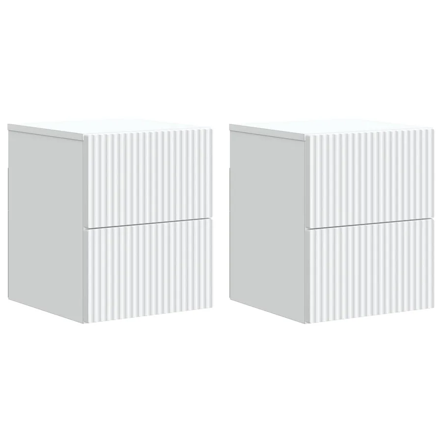 Cabinet de chevet mural 2 pcs Blanc 33 x 34,5 x 40 cm - 2