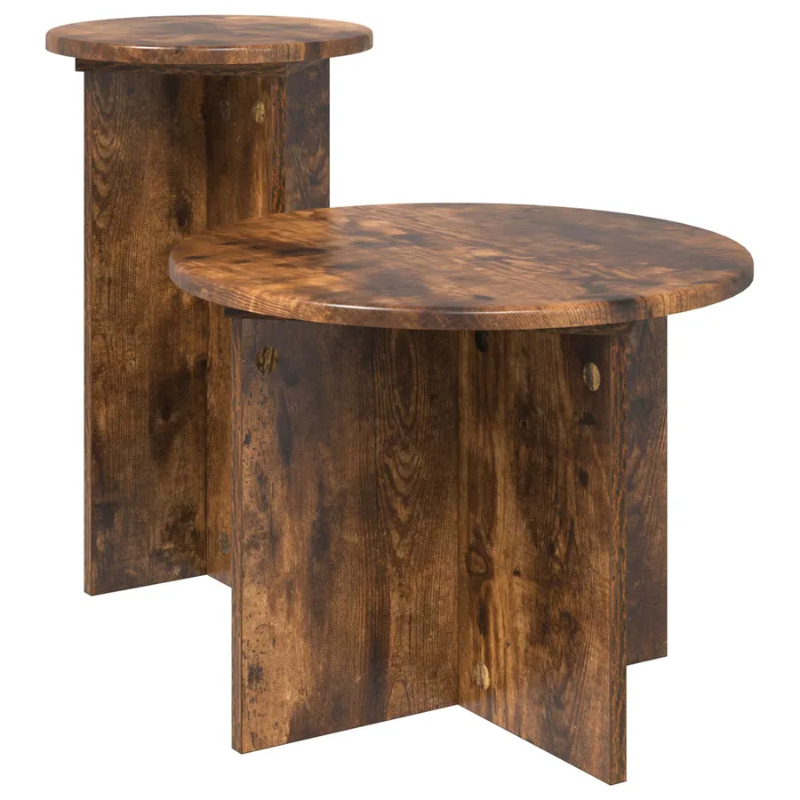Ensemble de tables d'appoint 2 pcs Chêne fumé Bois d'ingénierie - 2