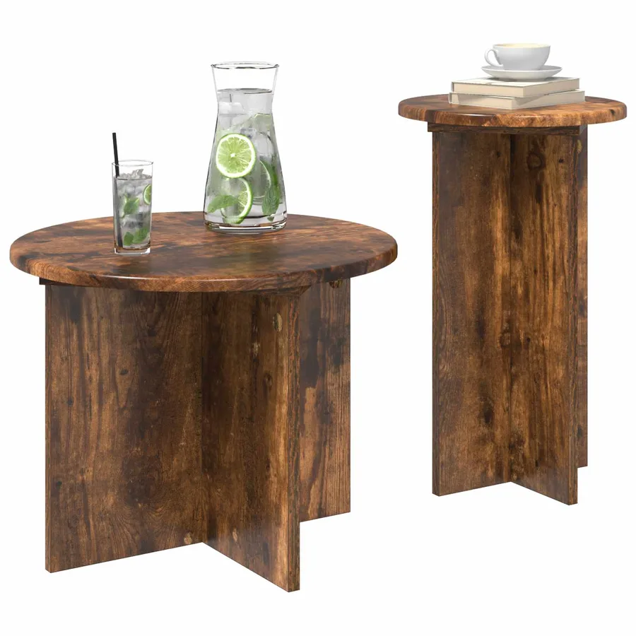 Ensemble de tables d'appoint 2 pcs Chêne fumé Bois d'ingénierie - 3