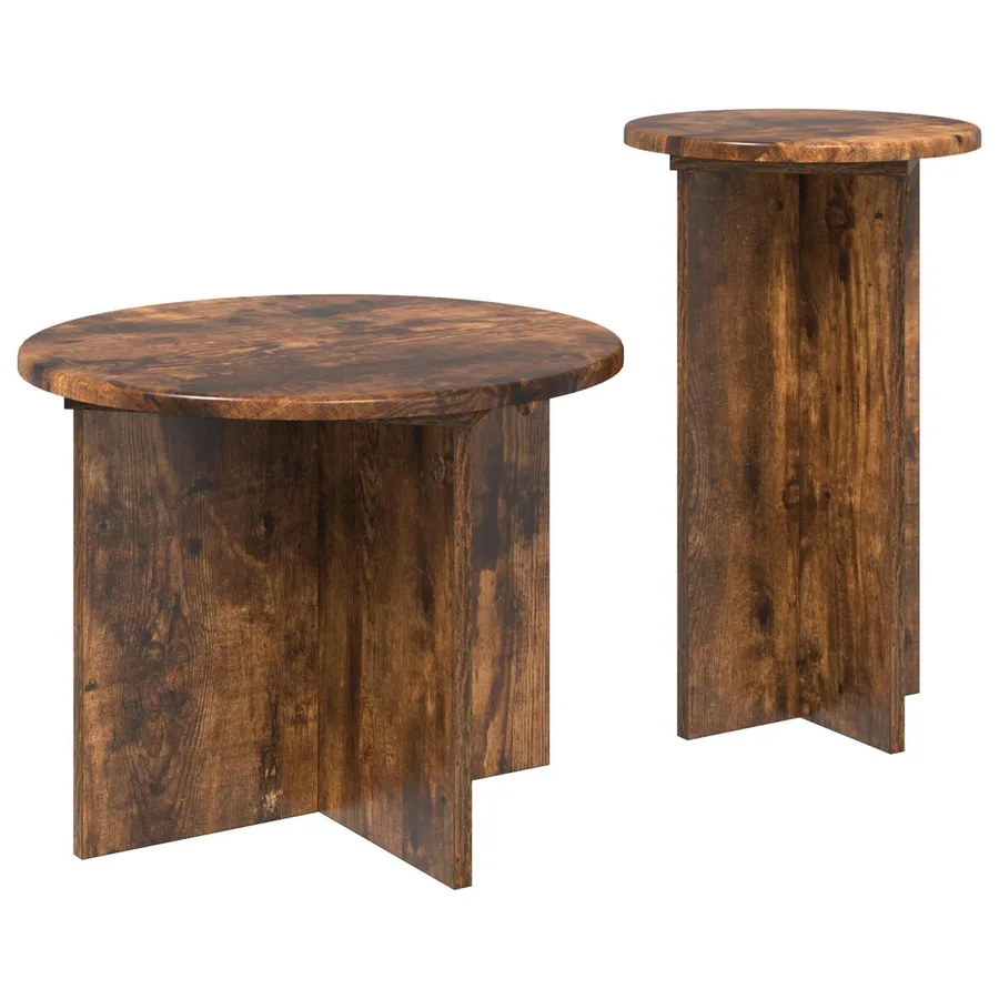 Ensemble de tables d'appoint 2 pcs Chêne fumé Bois d'ingénierie - 5
