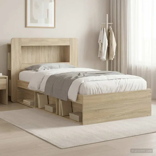 Cadre de lit avec rangement Chêne Sonoma 75 x 190 cm