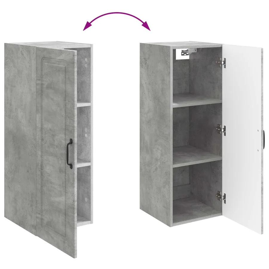 Armoire Murale Gris béton 33 x 34,5 x 90 cm Bois d'ingénierie - 8