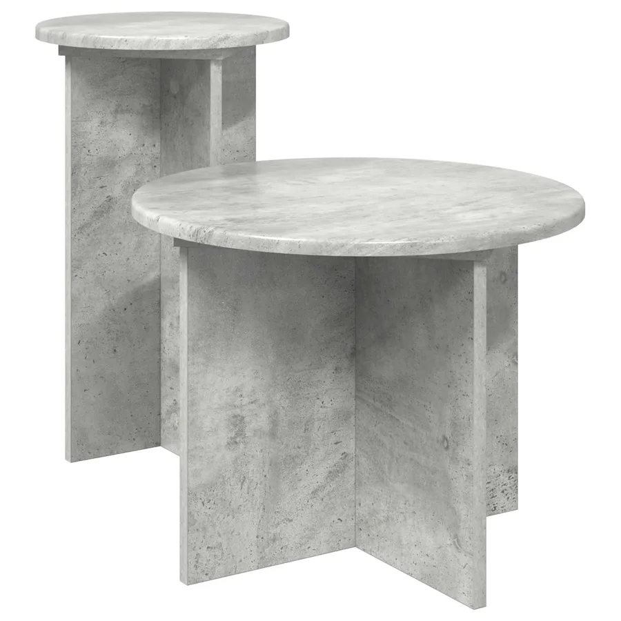 Ensemble de tables d'appoint 2 pcs Gris béton Bois d'ingénierie - 2