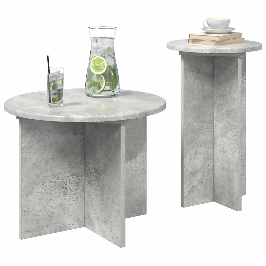 Ensemble de tables d'appoint 2 pcs Gris béton Bois d'ingénierie - 3