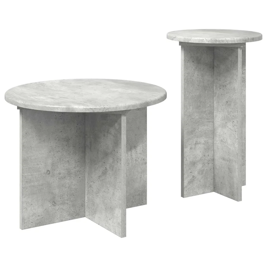 Ensemble de tables d'appoint 2 pcs Gris béton Bois d'ingénierie - 5