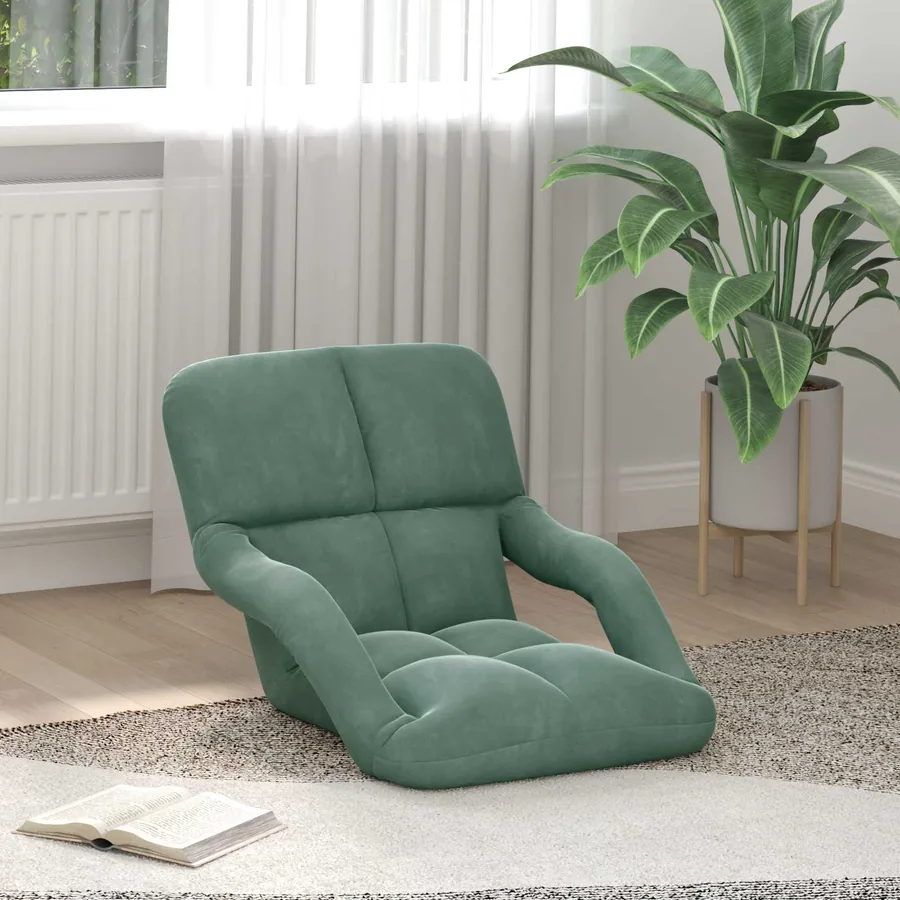 Fauteuil de sol ajustable Vert Mer Velours