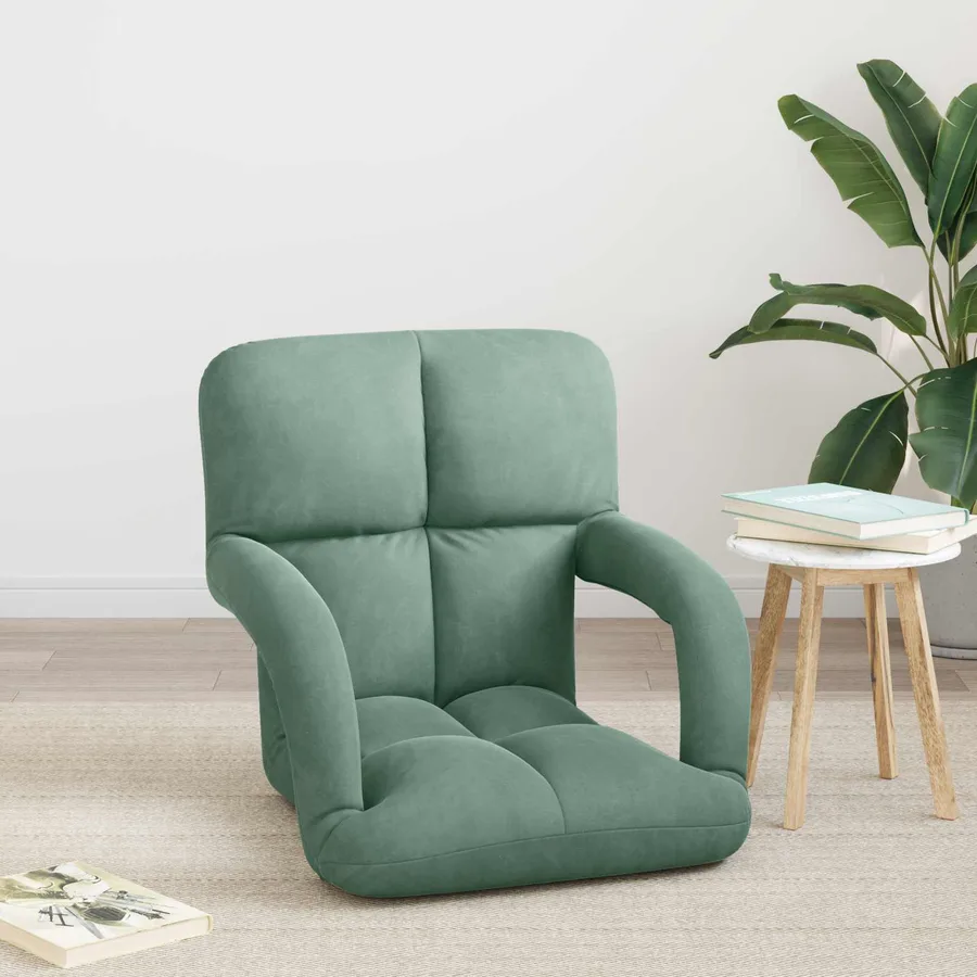Fauteuil de sol ajustable Vert Mer Velours - 3