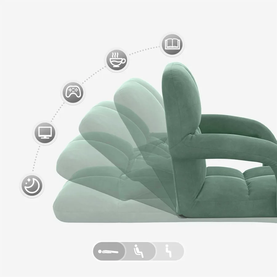 Fauteuil de sol ajustable Vert Mer Velours - 9