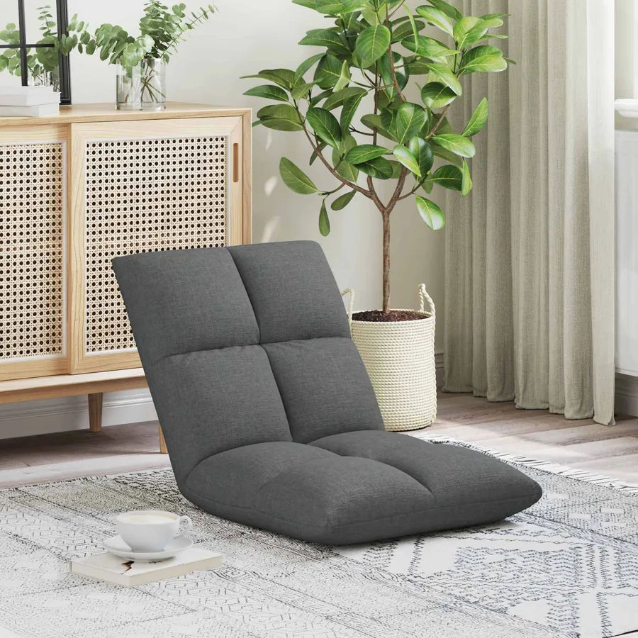 Fauteuil de sol ajustable Gris foncé Tissu
