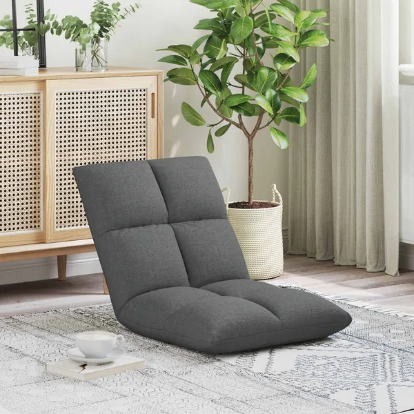 Fauteuil de sol ajustable Gris foncé Tissu