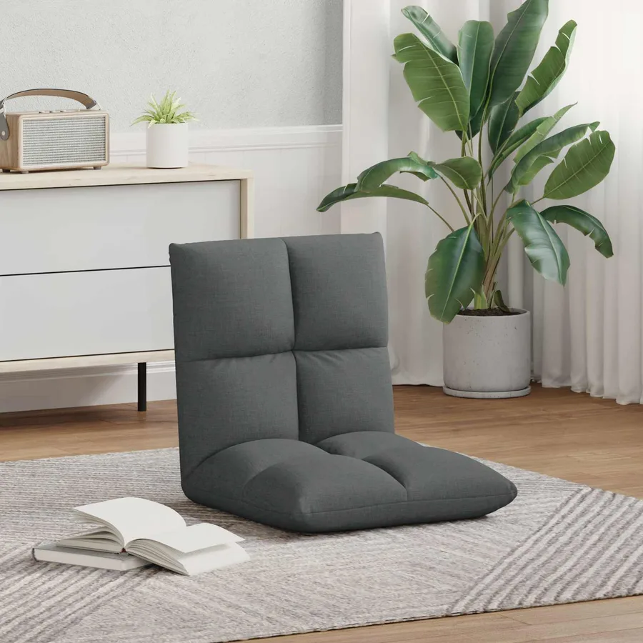 Fauteuil de sol ajustable Gris foncé Tissu - 3