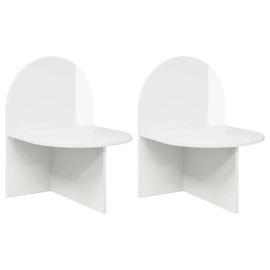 Table de chevet 2 pcs Blanc brillant 48 x 49 x 65 cm - 2