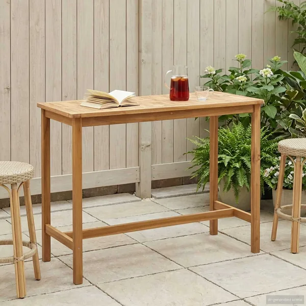 Table de bar Naturel 150 x 75 x 105 cm Bois de teck massif