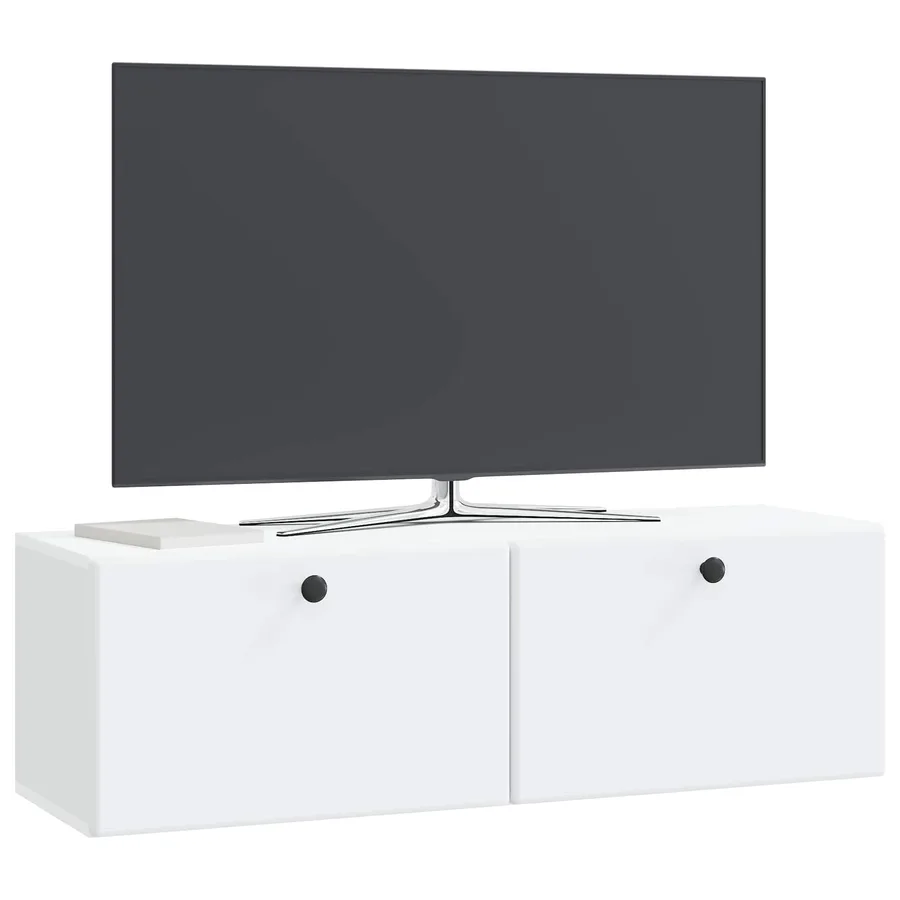 Meuble TV mural 98 x 31 x 30 cm Blanc Bois d'ingénierie - 3
