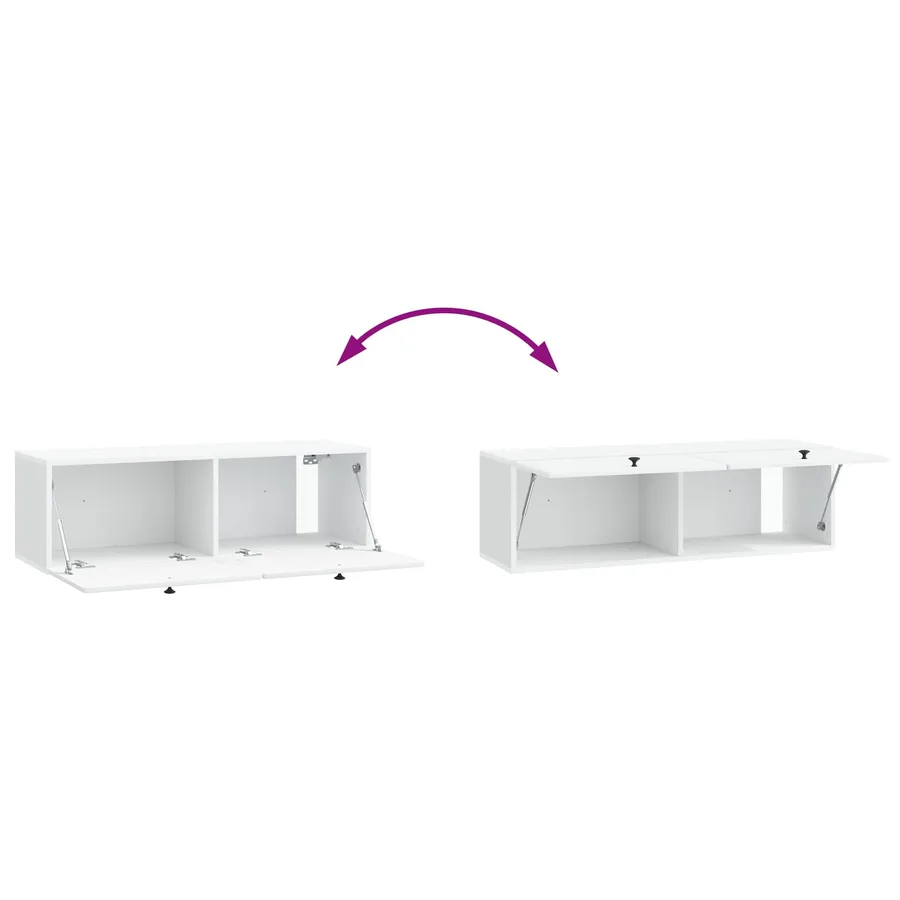 Meuble TV mural 98 x 31 x 30 cm Blanc Bois d'ingénierie - 8
