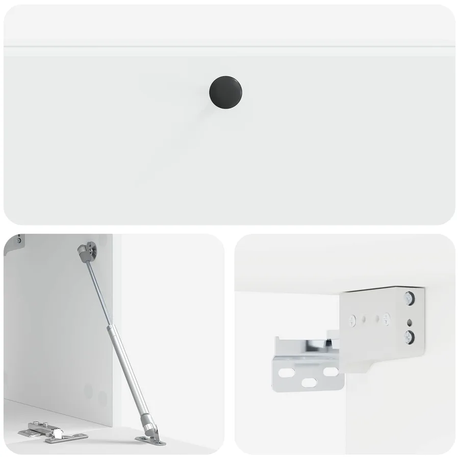 Meuble TV mural 98 x 31 x 30 cm Blanc Bois d'ingénierie - 9